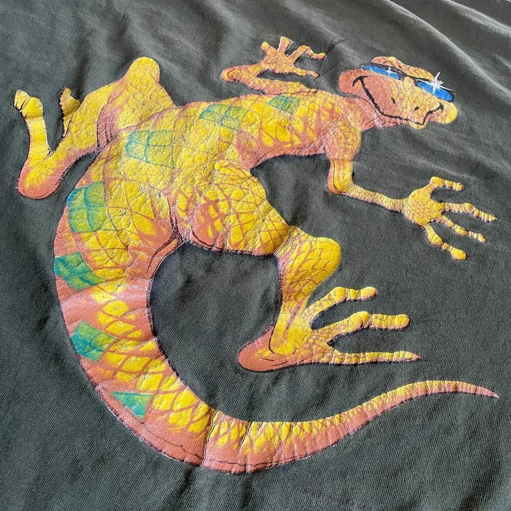 Lake Havasu Gecko Lizard Long Sleeve Shirt Mens Large Vintage Y2K Green Grunge